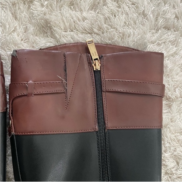 Tommy Hilfiger Black Tan Full Zip Riding Boots Size 6.5 - Picture 10 of 16